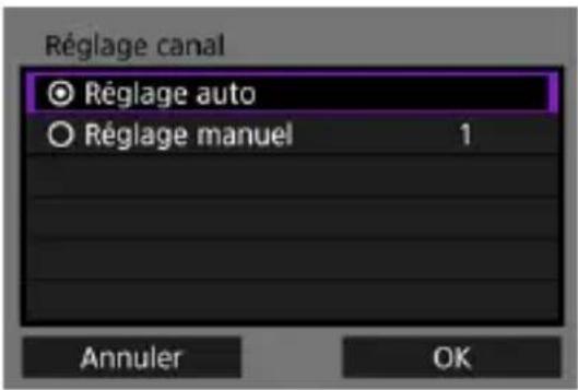 Réglage canal Réglage auto Réglage manuel 1 Annuler OK