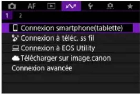 1 2 Connexion smartphone(tablette) Connexion à téléc. ss fil Connexion à EOS Utility Télécharger sur image.canon Connexion avancée