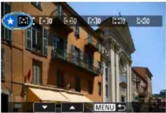 Street photo of a historic building with visible signage and UI controls, including camera mode options and navigation buttons.