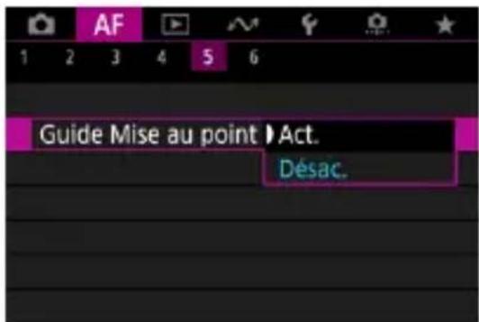 Guide Mise au point ▶ Act. Désac.