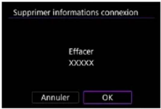 Supprimer informations connexion Effacer XXXXX Annuler OK