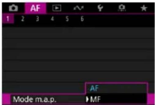 AF 1 2 3 4 5 6 AF Mode m.a.p. MF