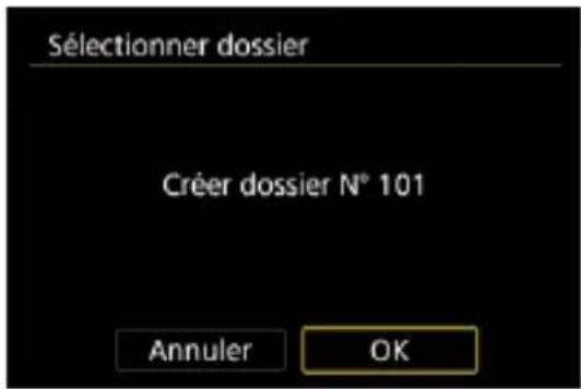 Sélectionner dossier Créer dossier N° 101 Annuler OK