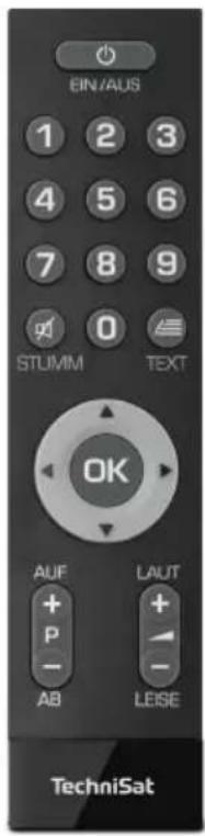 EIN/AUS 1 2 3 4 5 6 7 8 9 0 STUMM TEXT OK AUF LAUT + + P + - AB LEISE TechniSat