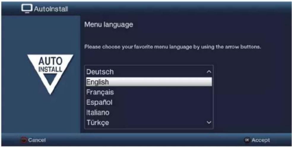 AutoInstall Menu language Please choose your favorite menu language by using the arrow buttons. Deutsch English Français Español Italiano Türkçe Cancel OK Accept