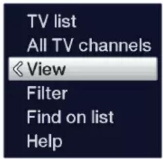 TV list All TV channels View Filter Find on list Help