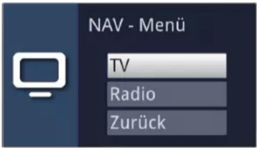 NAV - Menü TV Radio Zurück