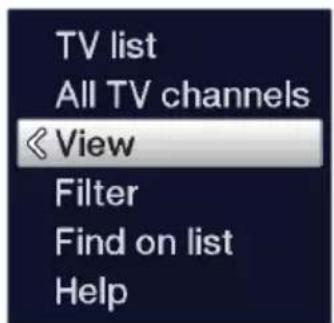 TV list All TV channels View Filter Find on list Help
