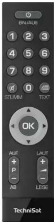 EIN/AUS 1 2 3 4 5 6 7 8 9 0 STUMM TEXT OK AUF LAUT + + P + - AB LEISE TechniSat