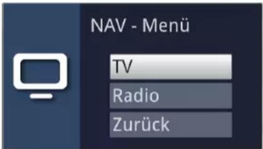 NAV - Menü TV Radio Zurück