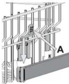 Technical diagram showing structural components with labeled parts A and B, likely from an engineering or mechanical drawing.