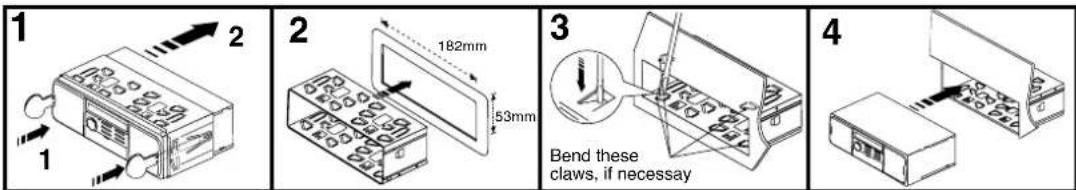1 2 182mm 53mm 2 3 Bend these claws, if necessary 4