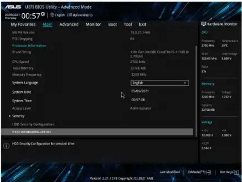 ASUS ProArt Station PD5 PD500TC - การเป้าหนดต่ําการตั้งต่ําระบบป้องกัน HDD จดยไชี้ BIOS - 2