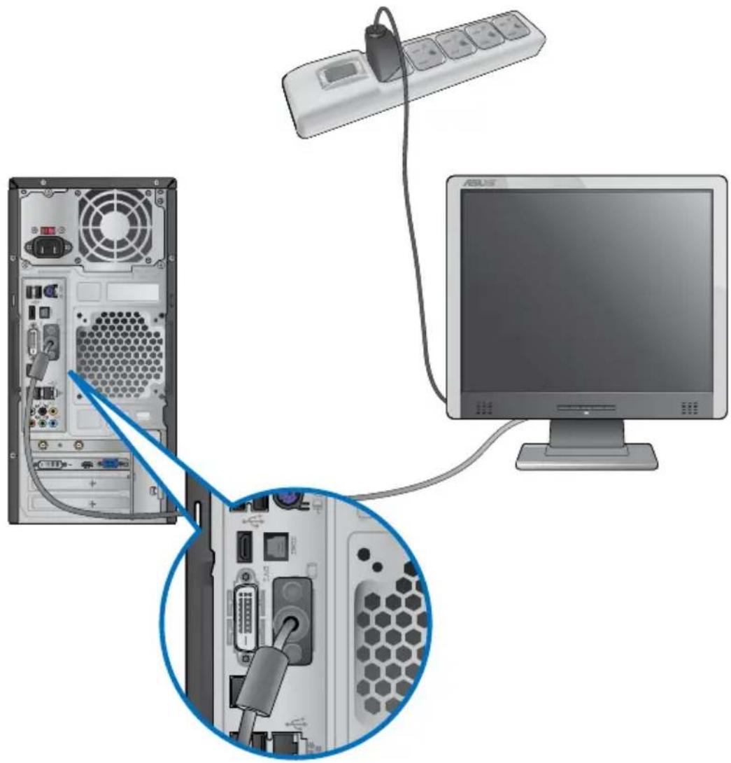 ASUS Essentio CM1730 - To connect an external monitor using the onboard display output ports: - 1