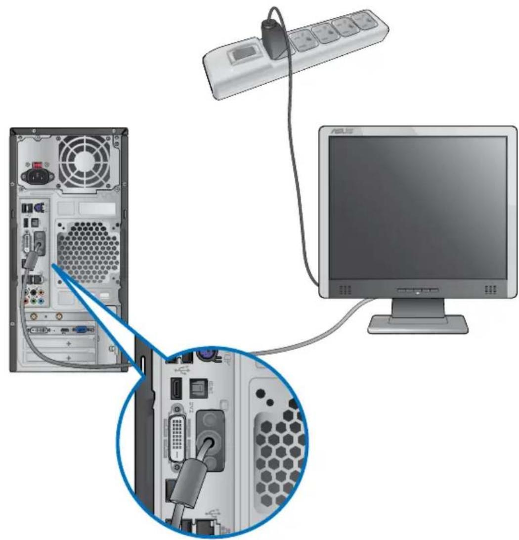 ASUS Essentio CM1730 - Pour connecter un moniteur externe à l'un des ports d'affichage de la carte mère : - 1