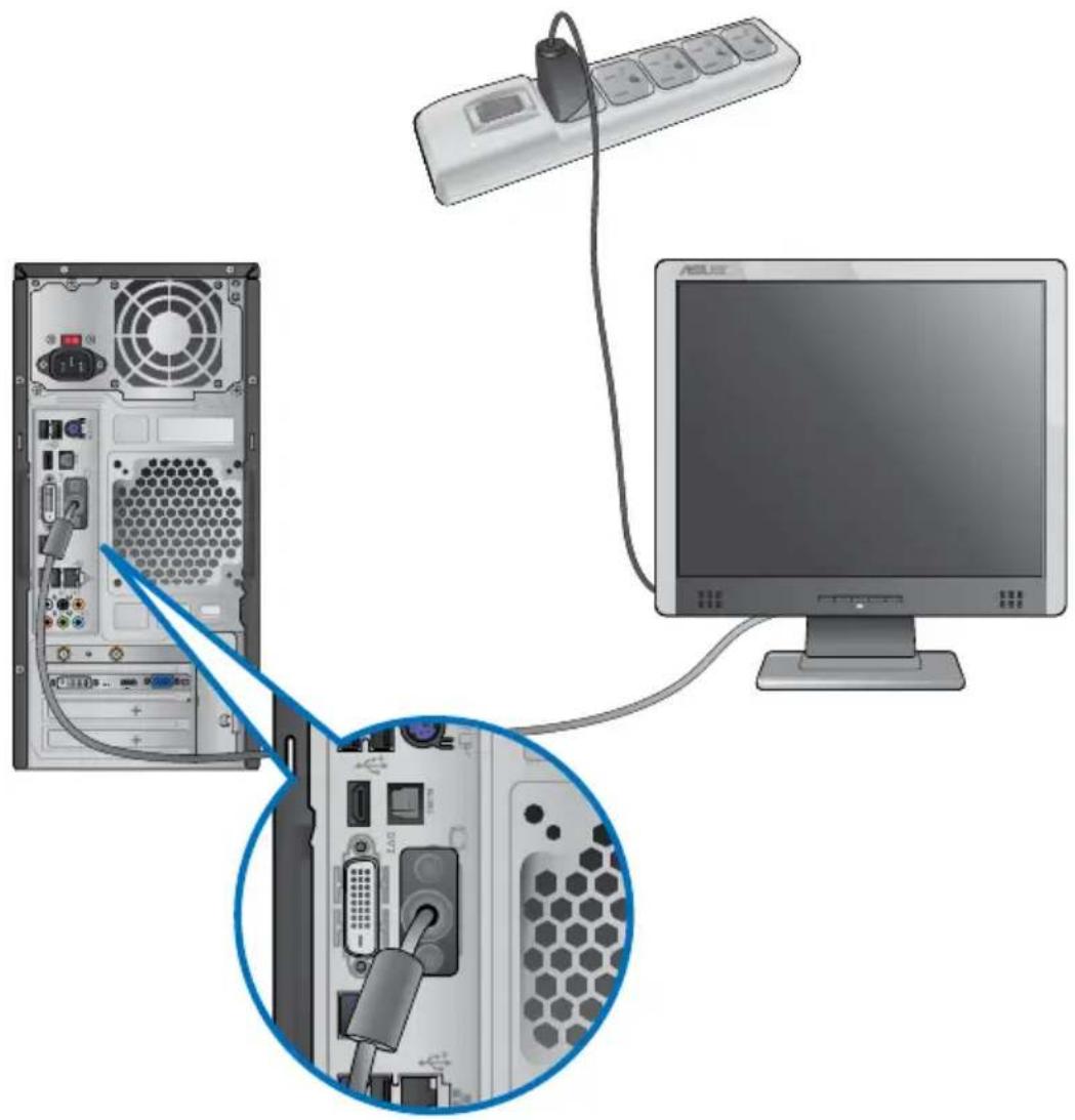 ASUS Essentio CM1730 - Para conectar un monitor externo a través de un puerto de salida de pantalla integrado en la placa: - 1