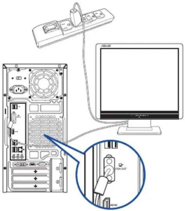 ASUS A31BD - Pour connecter un moniteur externe à l'un des ports d'affichage de la carte mère : - 1