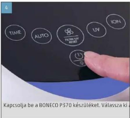 BONECO P370 - ÜZEMBE HELYEZÉS ES KIKAPCSOLÁS - 4