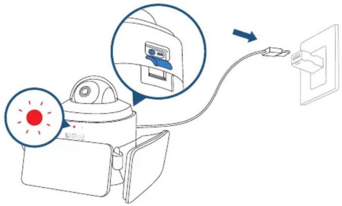Diagram illustrating a medical device connected to a wall-mounted device via a cable, with an icon indicating the sun symbol.