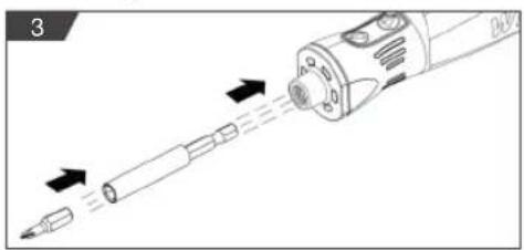 Wiha speedE - Installing the bits or extension rod - 1