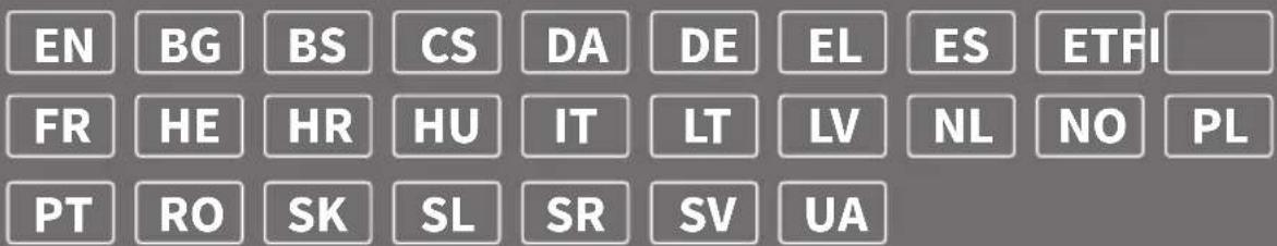 EN BG BS CS DA DE EL ES ETFI FR HE HR HU IT LT LV NL NO PL PT RO SK SL SR SV UA
