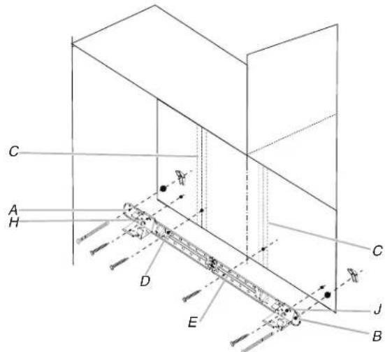 KITCHENAID KMMF330PBS - No Wall Studs at End Holes (Figure 2) - 1