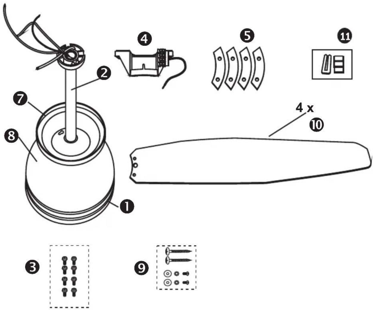 Technical diagram of a mechanical device with numbered parts and exploded view, including a 4x assembly and screw base.