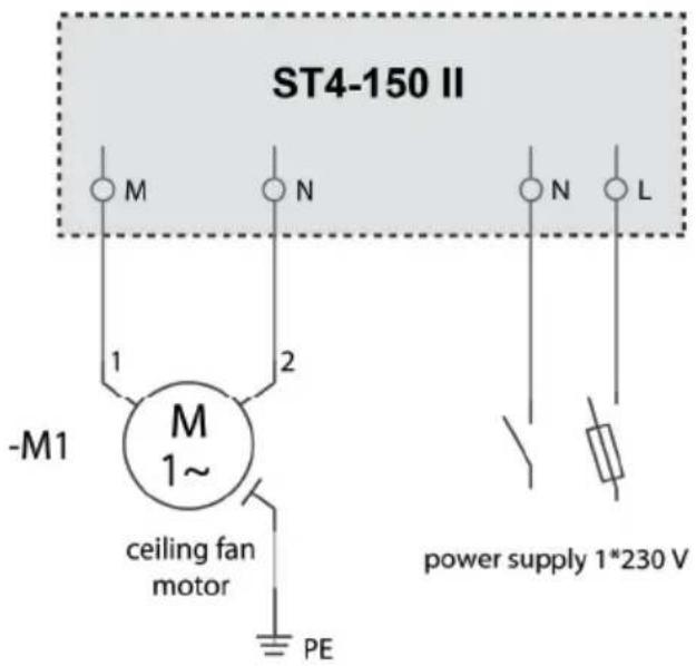 ST4-150 II M N N L - M1 1~ M ceiling fan motor PE power supply 1*230 V