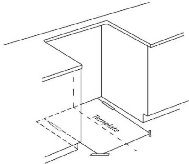 JENN-AIR JDS1450ML - Positionnement du gabarit indiquant l'emplacement du ventilateur - 4