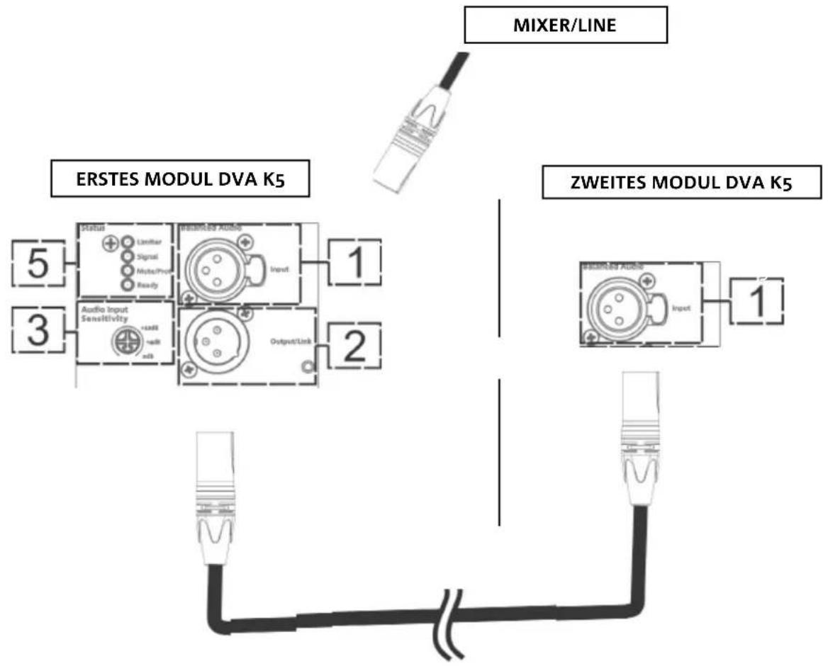 DB Technologies DVA K5 - ANSCHLUSS UND DURCHSCHLEIFEN DER EINGÄNGE - 1