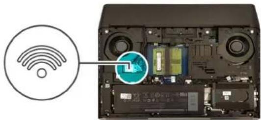 ALIENWARE Area51m R2 - △|PRÉCAUTION : Pour éviter d'endommager la carte sans fil, ne placez aucun câble sous cette dernière. - 2