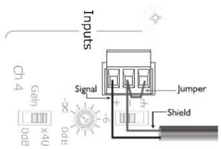 Inputs Signal Jumper Shield Ch 4 Gain 0dB X40 -8 -6 + -7