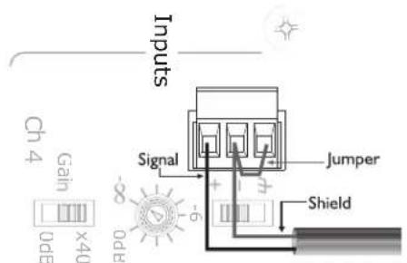 Inputs Signal Jumper Shield Ch 4 Gain X40 0dB 0dB -8 -6