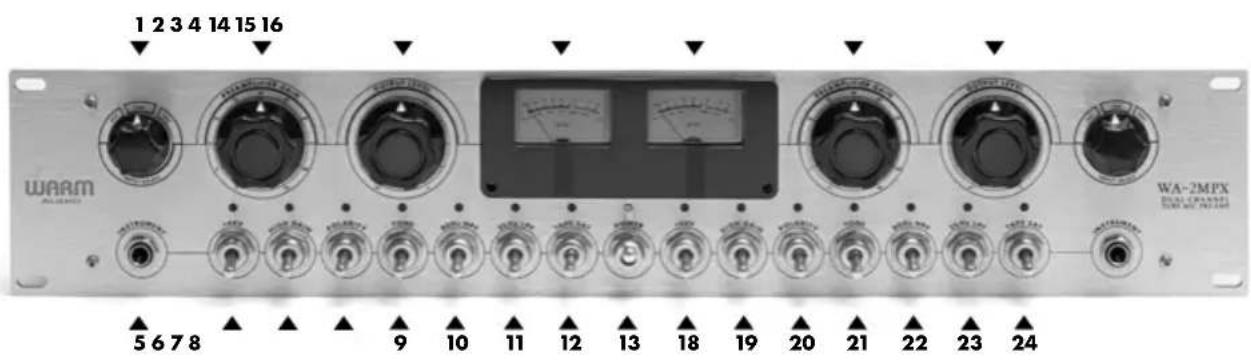 Warm Audio WA2MPX - WA-2MPX 技术规格——前面板和后面板 [双通道] - 1
