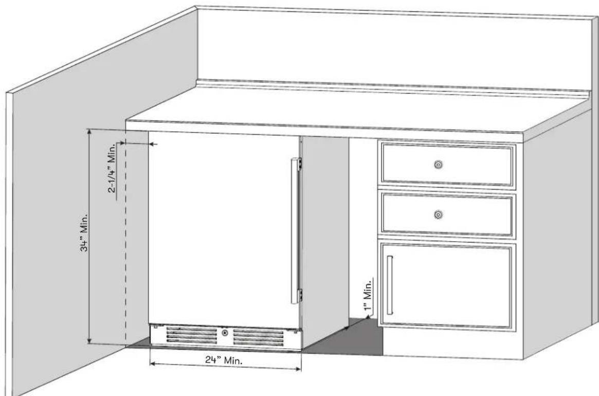 Zephyr Presrv PRR24C01ASOD - Installation Clearance Requirements - 1