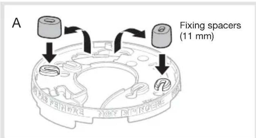 HAGER TG500AL - Optional locking of the detector on the mounting base (Fig B). - 1