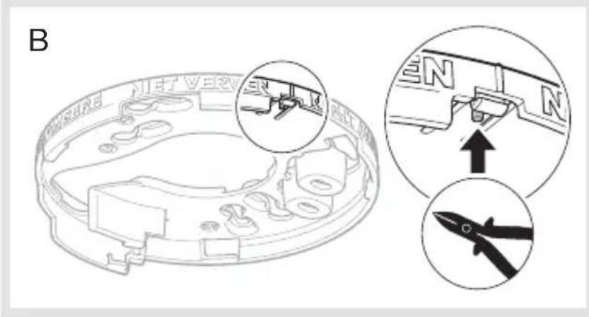 HAGER TG500AL - Optional locking of the detector on the mounting base (Fig B). - 2