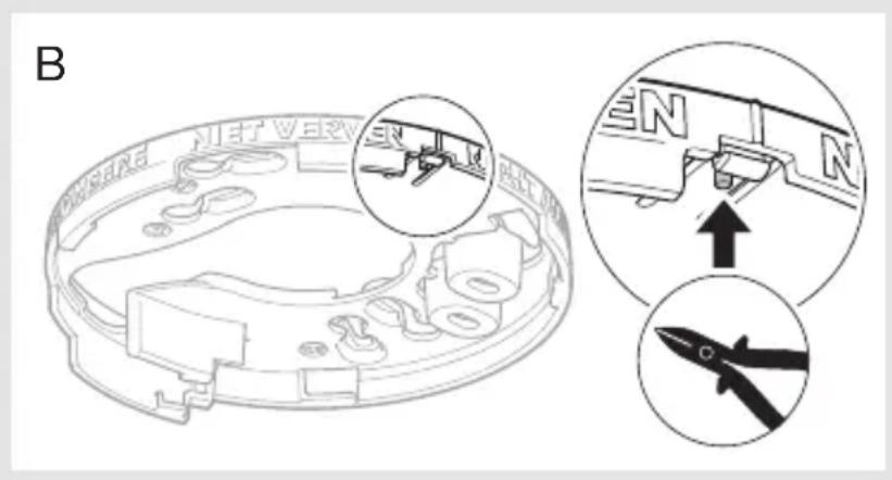 HAGER TG500C - Bloccaggio facoltativo del rilevato - re sullo zoccolo di fissaggio (Fig. B) - 2