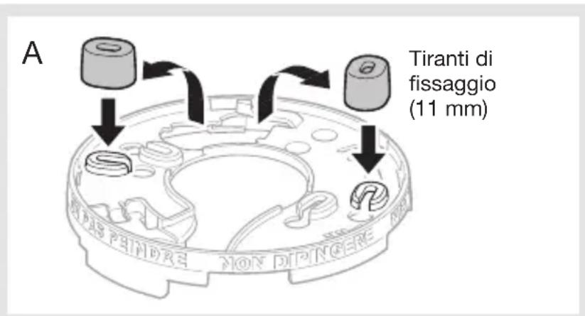 HAGER TG500C - Bloccaggio facoltativo del rilevato - re sullo zoccolo di fissaggio (Fig. B) - 1