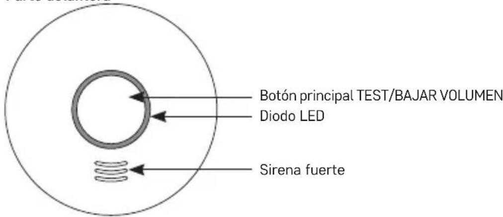 Botón principal TEST/BAJAR VOLUMEN Diodo LED Sirena fuerte