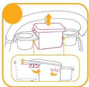 Diagram illustrating a mechanical or electrical setup with labeled components and directional arrows, including a magnified view of the component.