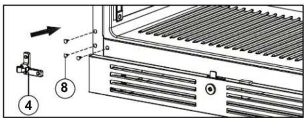 Technical diagram of a rack-mounted server with numbered components and directional arrows indicating assembly or connection.