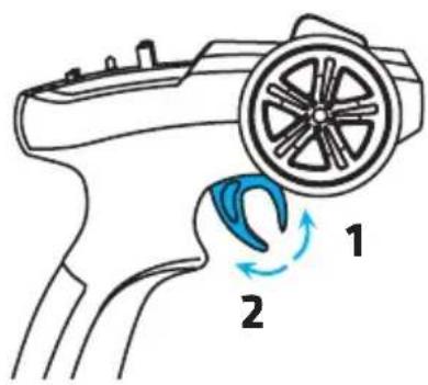Diagram of a hair dryer with labeled parts and motion arrows indicating fluid flow or movement