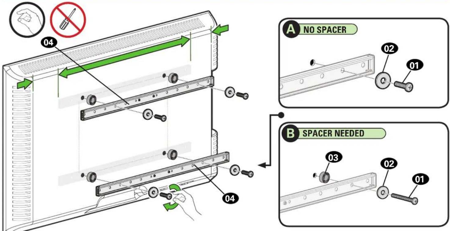 A NO SPACER 02 01 B SPACER NEEDED 03 02 01