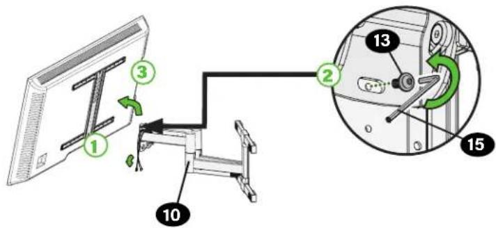 Diagram showing a computer monitor with labeled parts and a magnified inset of the device's internal structure.