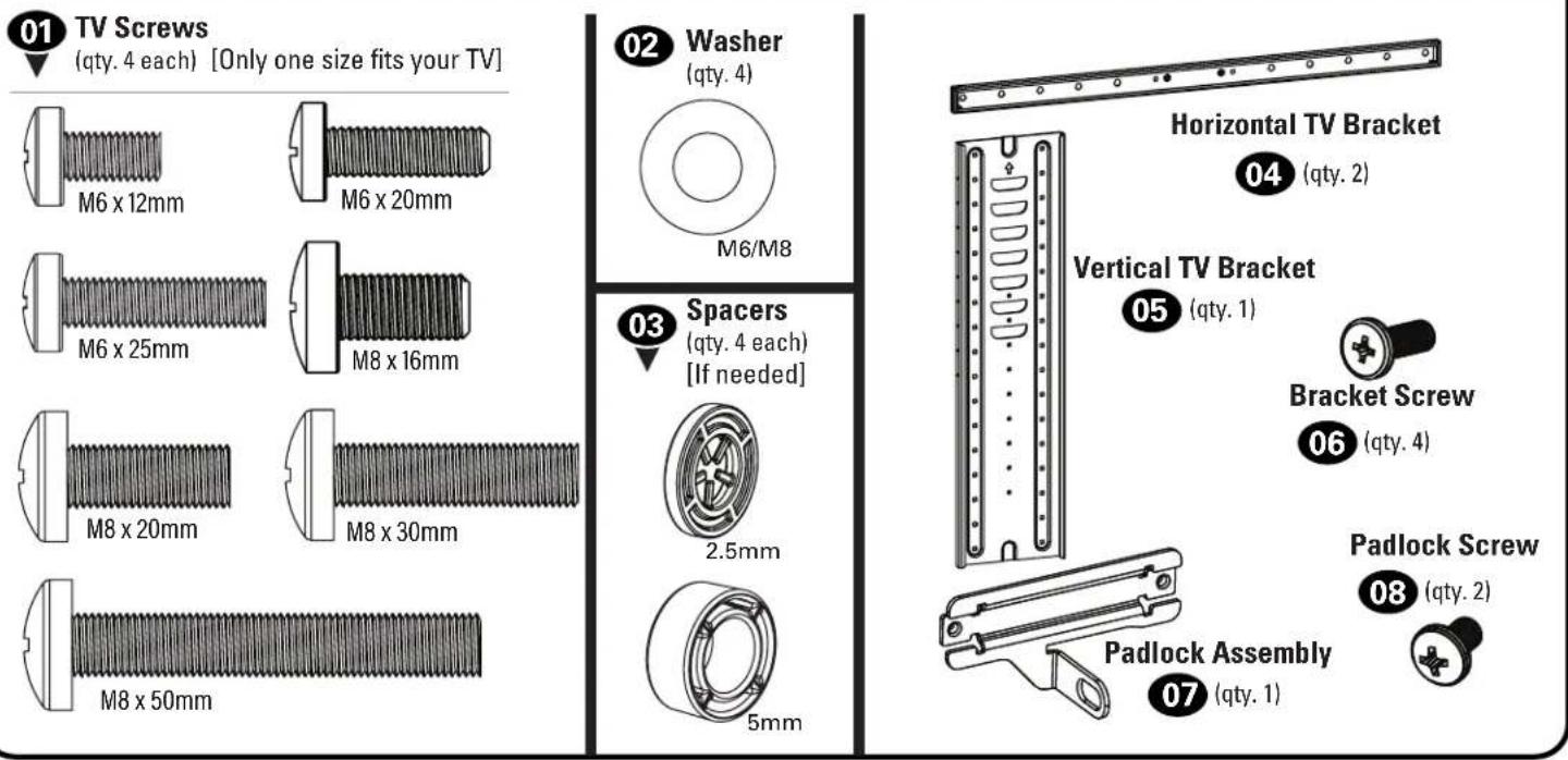 SANUS VODLF125B2 - Supplied Parts and Hardware - 2