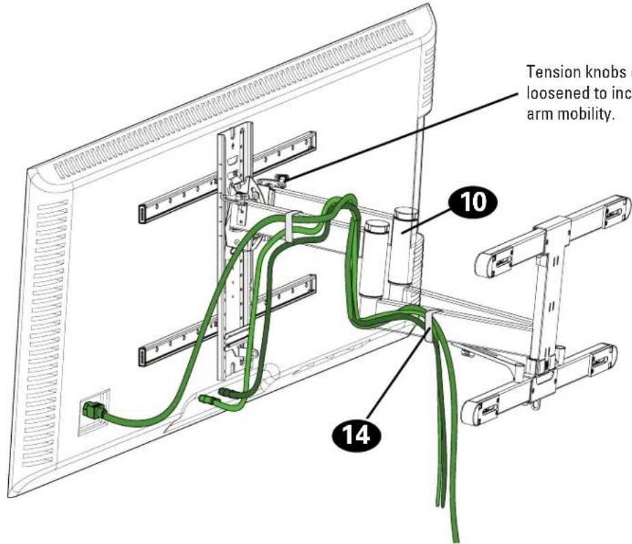 Tension knobs loosened to inc arm mobility. 10 14