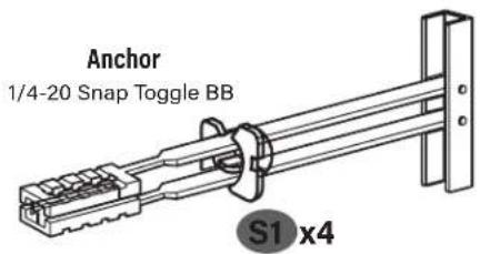Anchor 1/4-20 Snap Toggle BB S1 x4