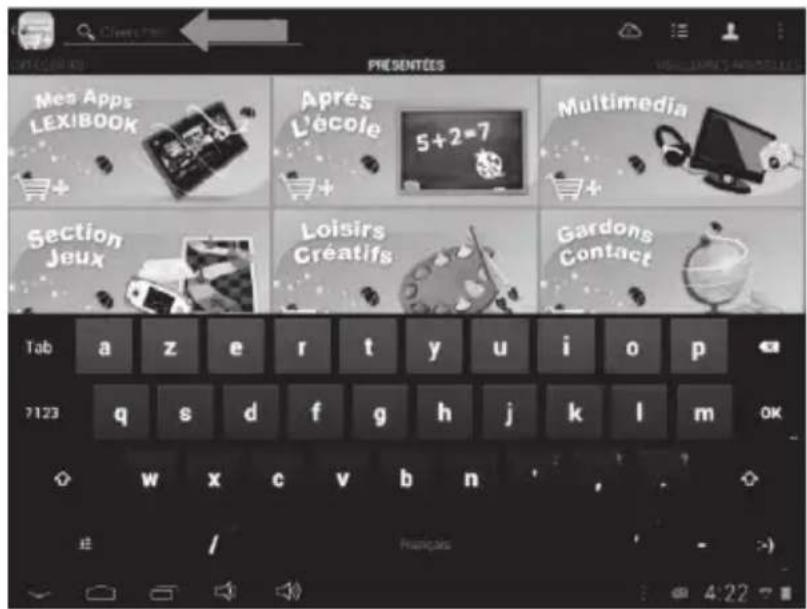Mes Apps LEXIBOOK Après L'école 5+2=7 Multimedia Section Jeux Loisirs Créatifs Gardons Contact Tab a z e r t y u>i pivot 7123lig weekdays w x c v b n , Prinégois - 4:22