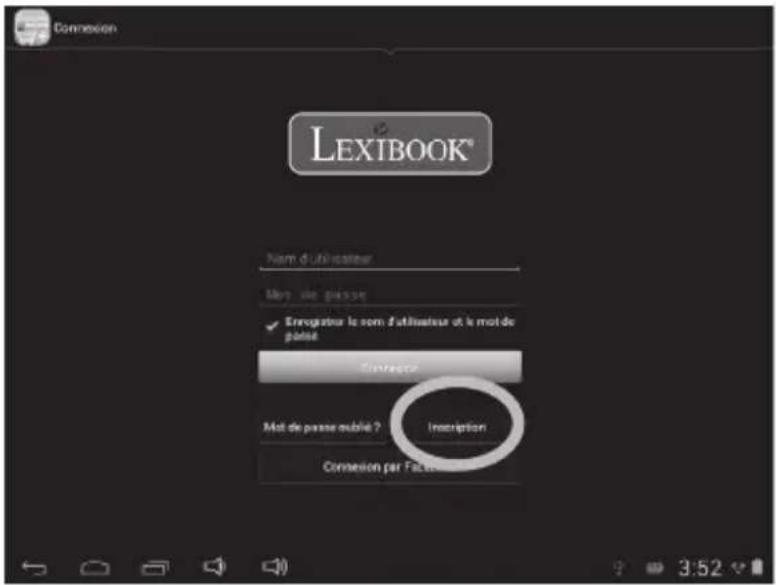LEXIBOOK® Nom d'utiliserer Moy de passe Enregistrer le nom d'utilisateur et le mot de pâne Conversion Mkt de passe oublié ? Inscription Conversion par Facteur